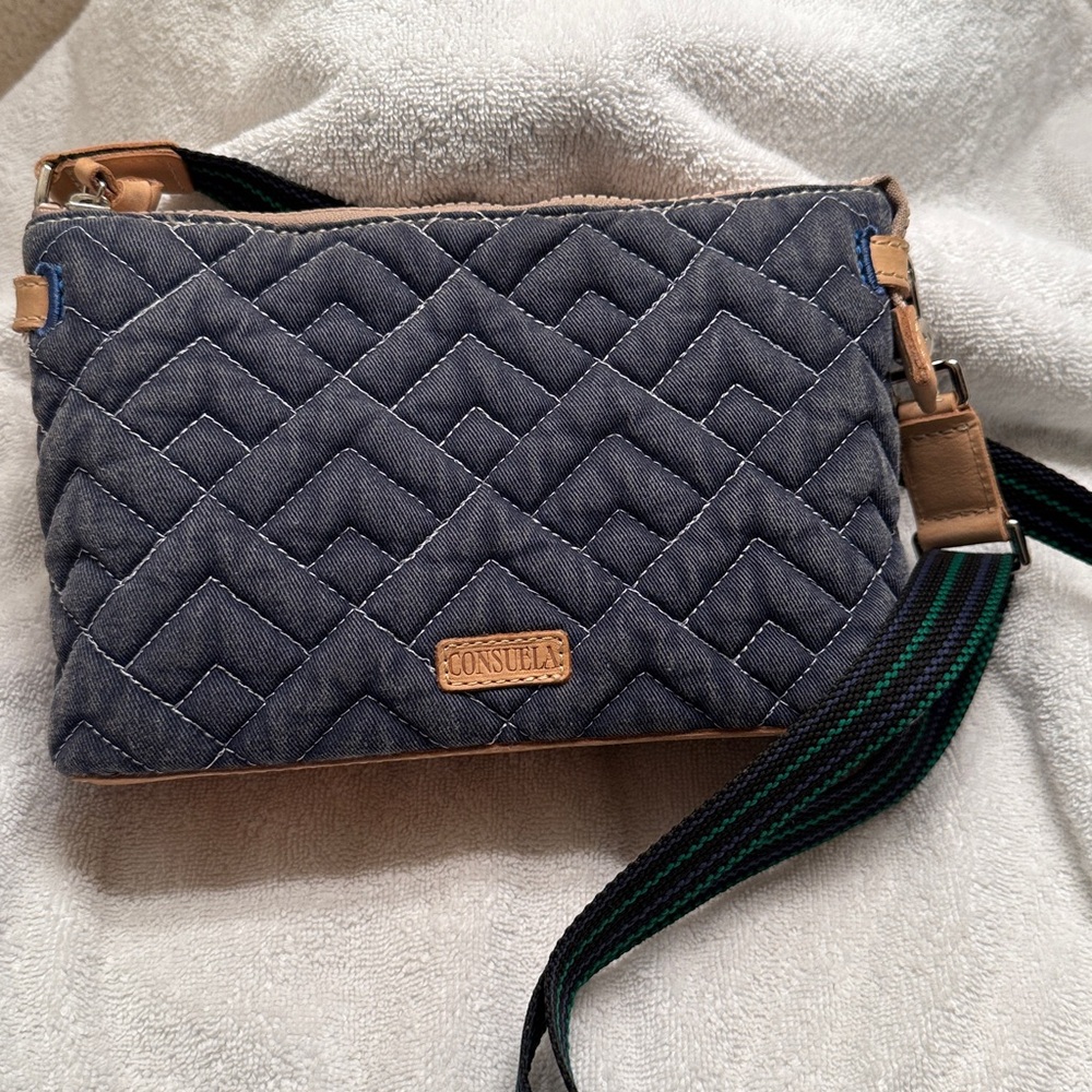 Consuela Blue Quilted Crossbody Bag